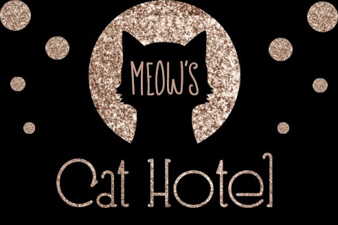 猫のホテルの金グリッターのロゴ名刺
